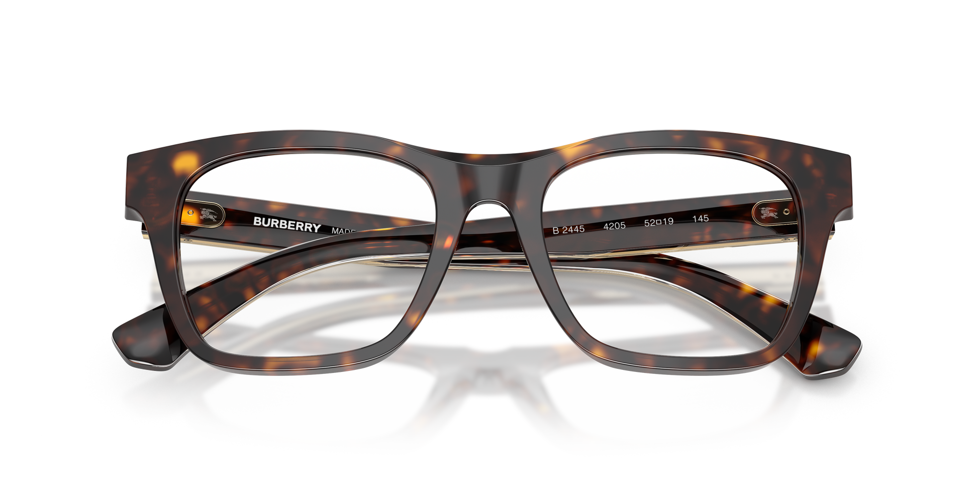Burberry BE2445 Square Eyeglasses in Demo Lenses With Dark Havana Frame, detail view