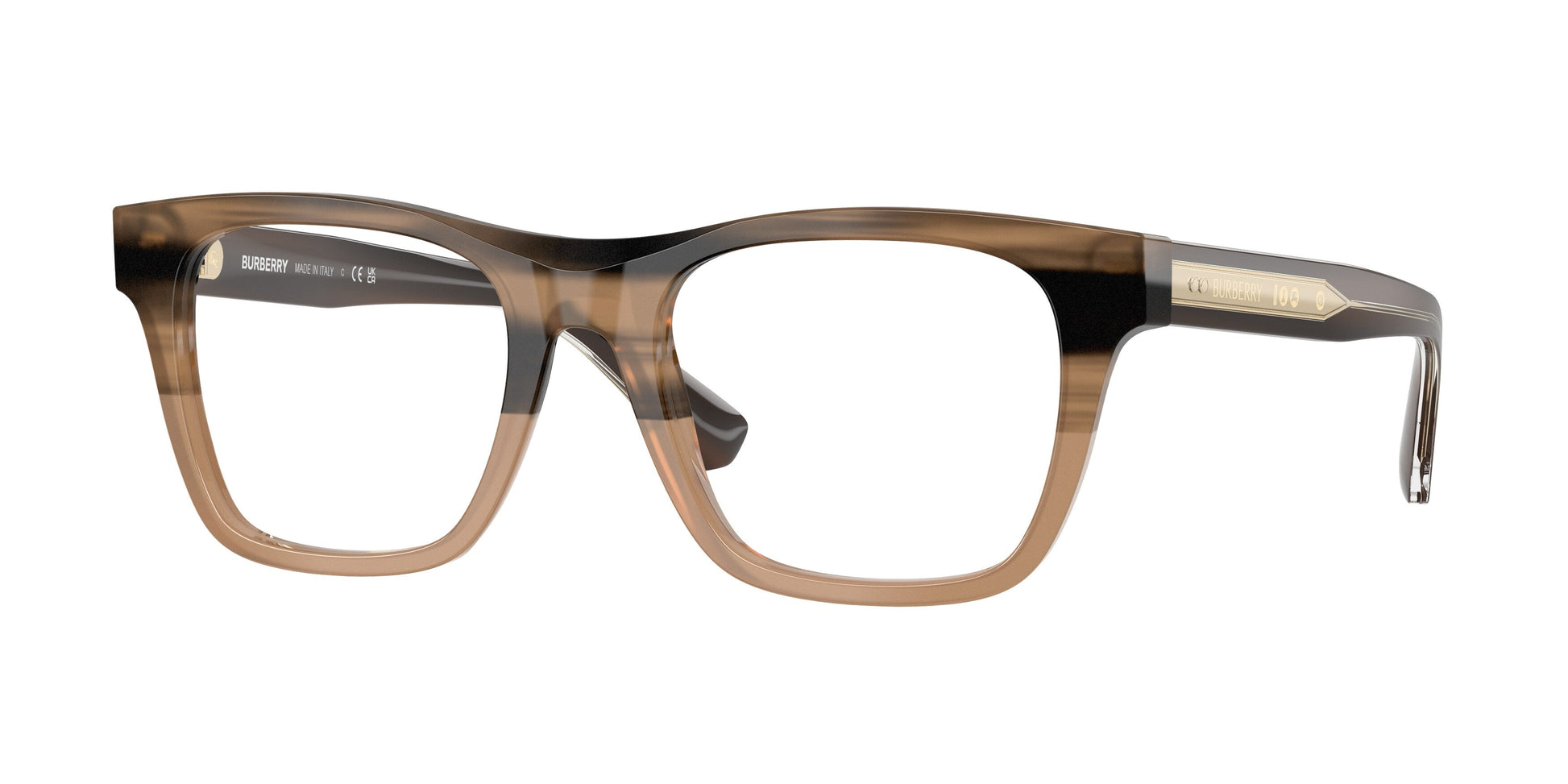 Burberry BE2445 Square Eyeglasses in Demo Lenses With Striped Beige Frame, front view