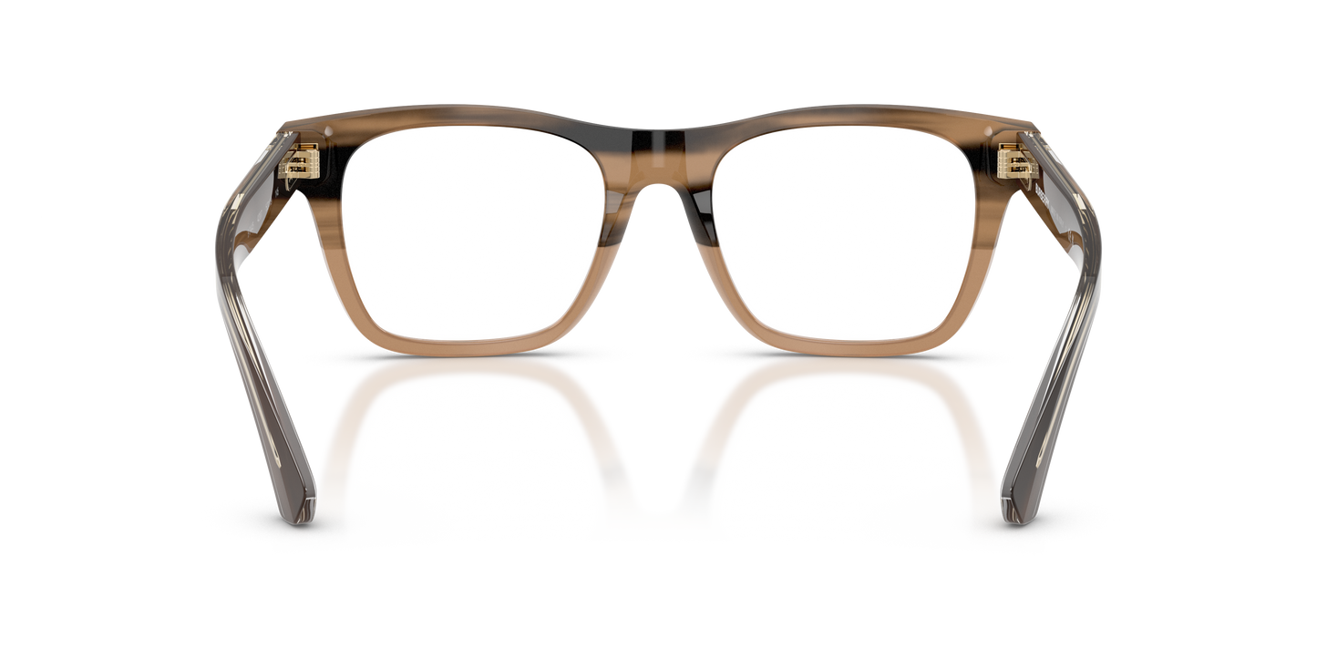 Burberry BE2445 Square Eyeglasses in Demo Lenses With Striped Beige Frame, back view