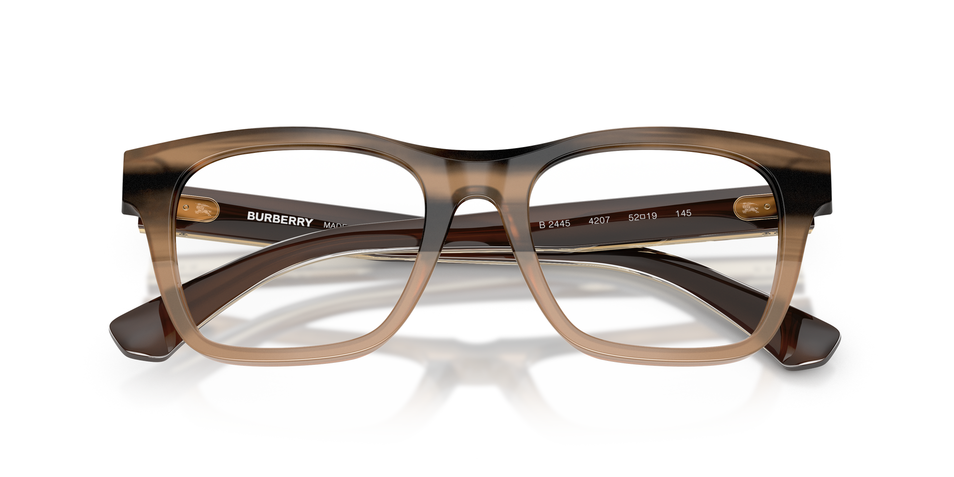 Burberry BE2445 Square Eyeglasses in Demo Lenses With Striped Beige Frame, detail view
