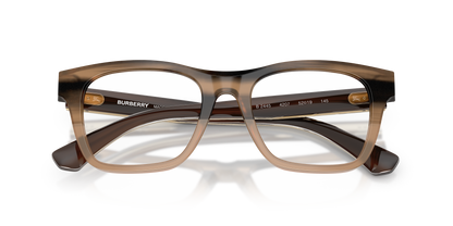 Burberry BE2445 Square Eyeglasses in Demo Lenses With Striped Beige Frame, detail view