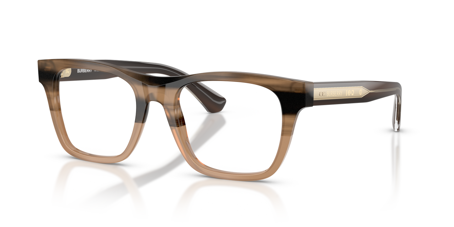 Burberry BE2445 Square Eyeglasses in Demo Lenses With Striped Beige Frame, angle view