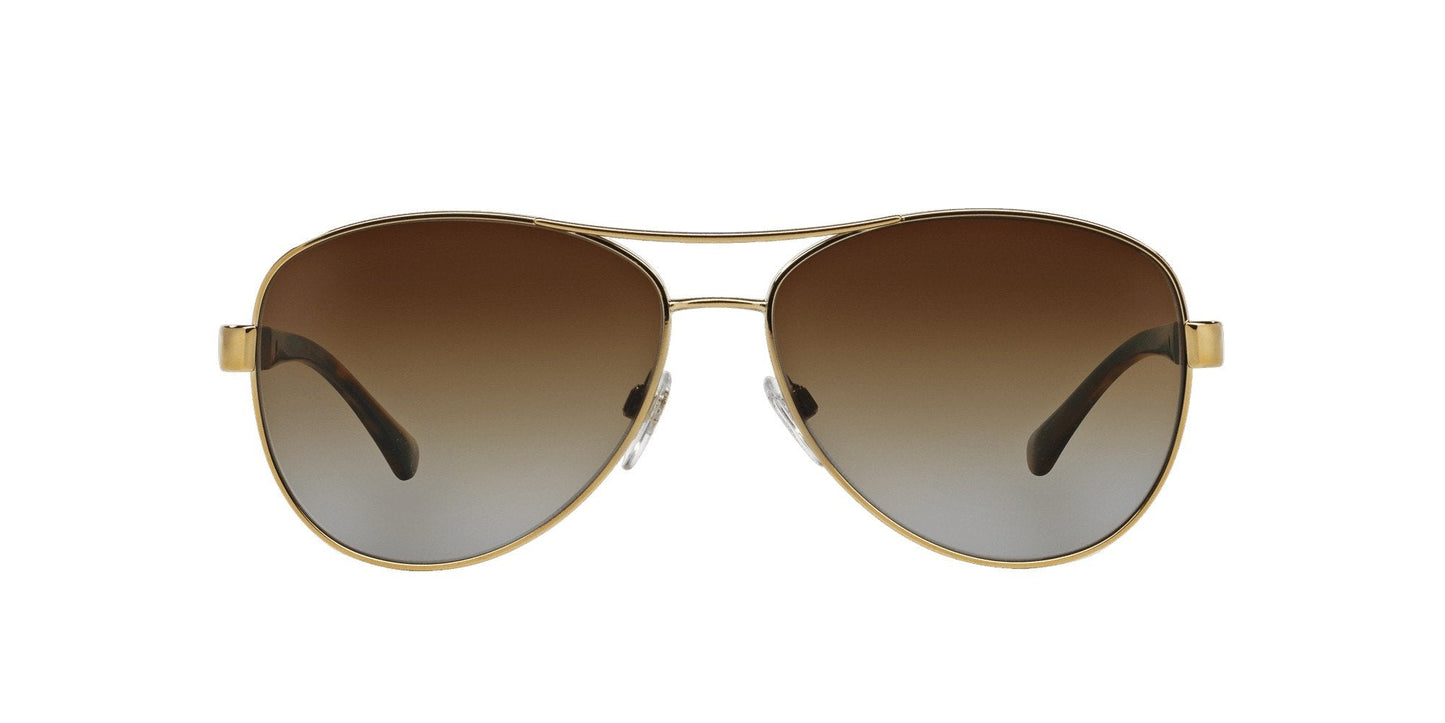 Burberry BE3080S Aviator Sunglasses in Polarized Brown Gradient Lenses With Light Gold Frame, back view