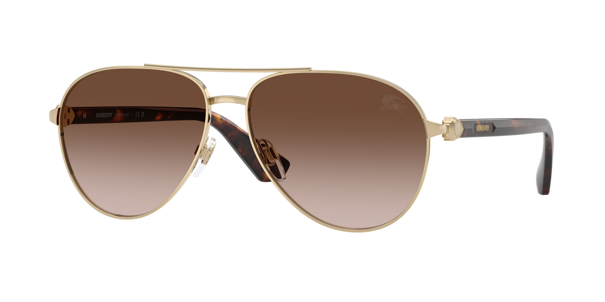 Burberry BE3167 Aviator Sunglasses in Brown Gradient Lenses With Light Gold Frame, front view