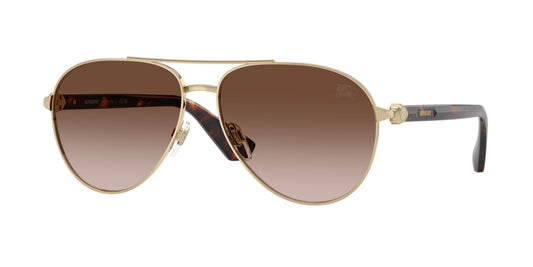 Burberry BE3167 Aviator Sunglasses in Brown Gradient Lenses With Light Gold Frame, front view