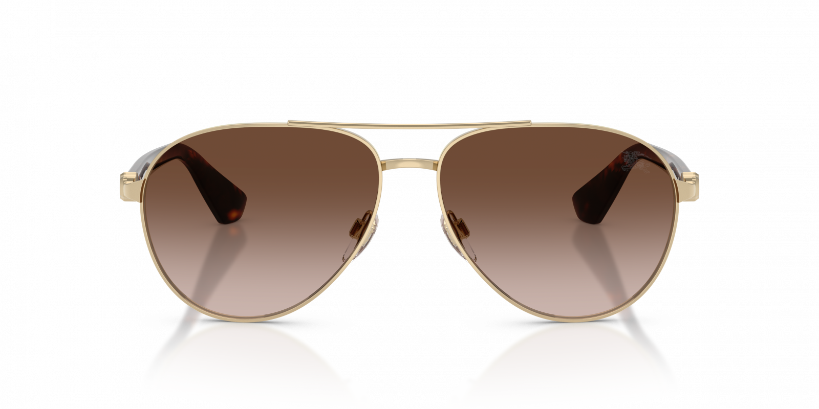 Burberry BE3167 Aviator Sunglasses in Brown Gradient Lenses With Light Gold Frame, angle view