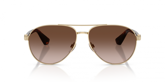 Burberry BE3167 Aviator Sunglasses in Brown Gradient Lenses With Light Gold Frame, angle view