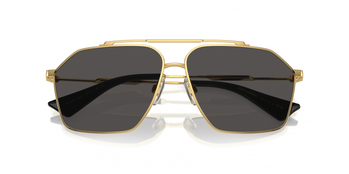 Dolce & Gabbana DG2303S Aviator Sunglasses in Dark Grey / Gold, side view