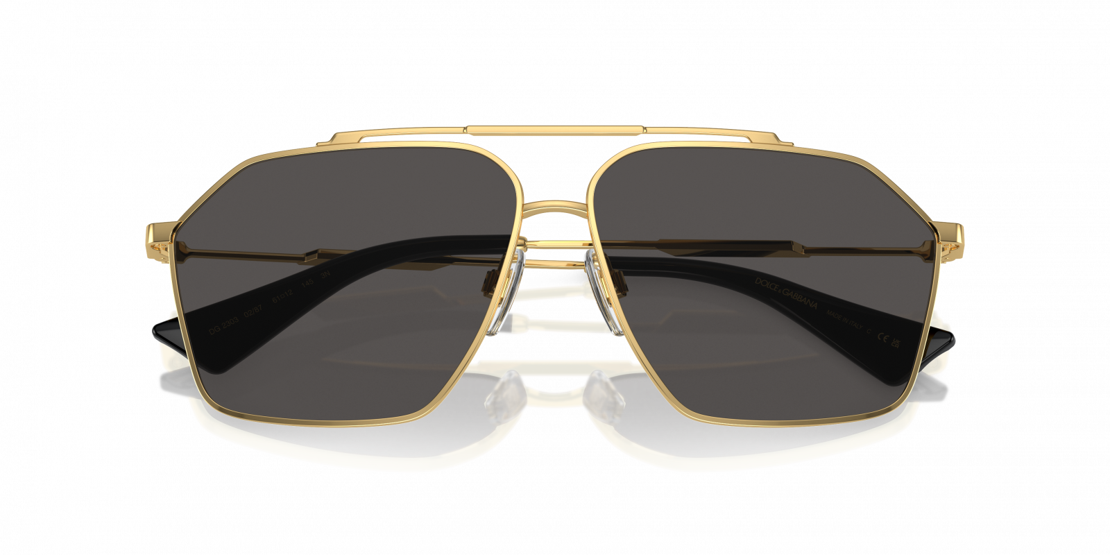 Dolce & Gabbana DG2303S Aviator Sunglasses in Dark Grey / Gold, side view