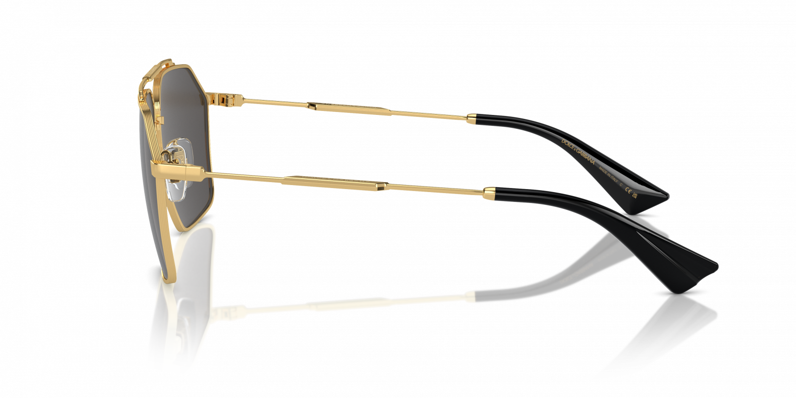 Dolce & Gabbana DG2303S Aviator Sunglasses in Dark Grey / Gold, detail view