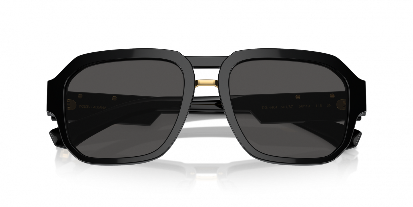 Dolce & Gabbana DG4464/S Pilot Sunglasses in Dark Grey/Black, angle view
