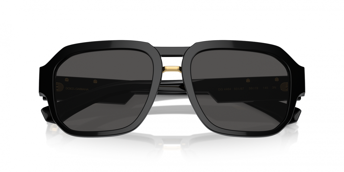 Dolce & Gabbana DG4464/S Pilot Sunglasses in Dark Grey/Black, angle view