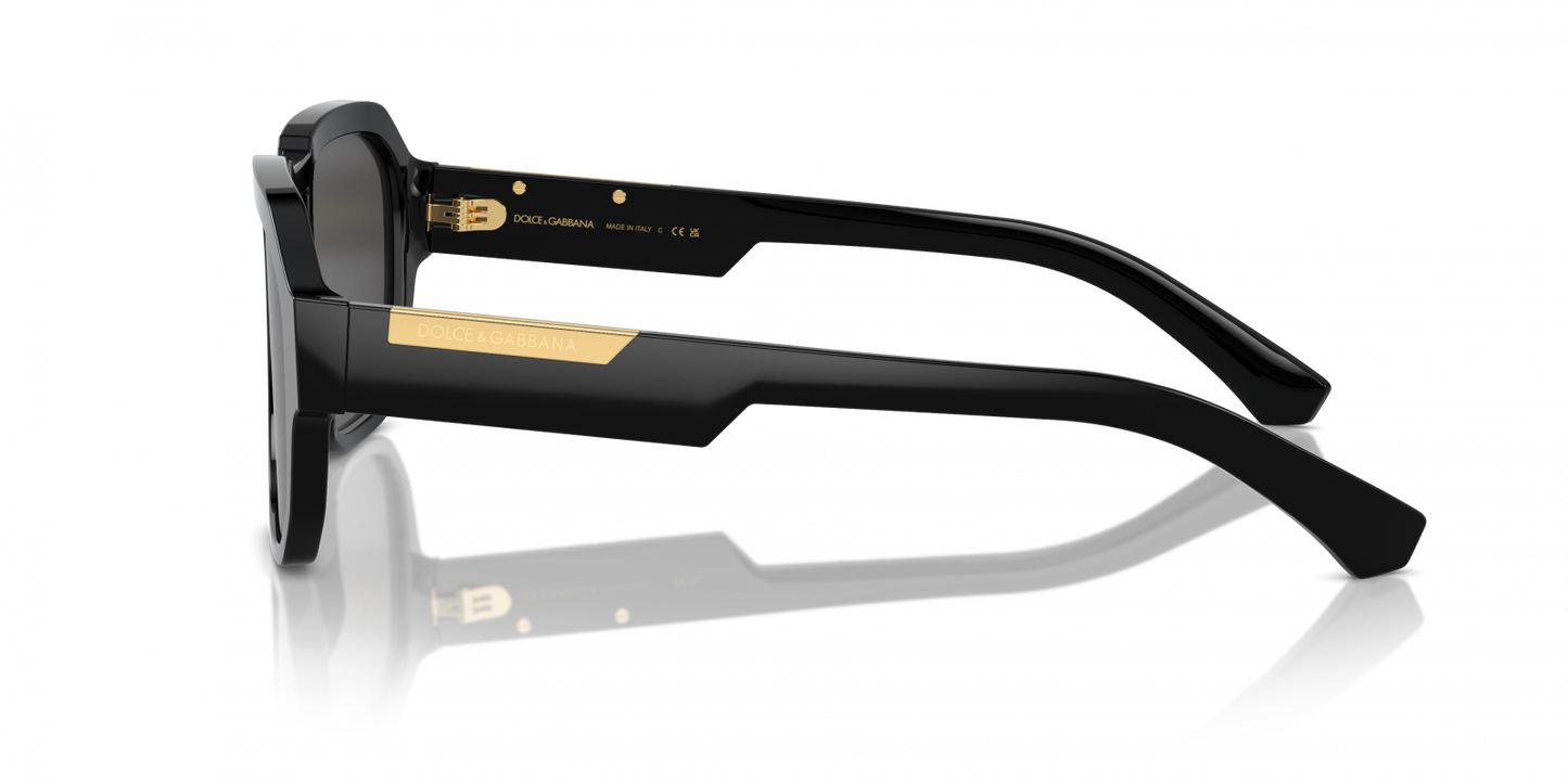 Dolce & Gabbana DG4464/S Pilot Sunglasses in Dark Grey/Black, side view