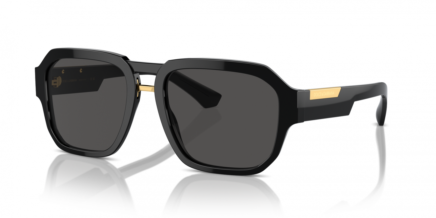 Dolce & Gabbana DG4464/S Pilot Sunglasses in Dark Grey/Black, detail view