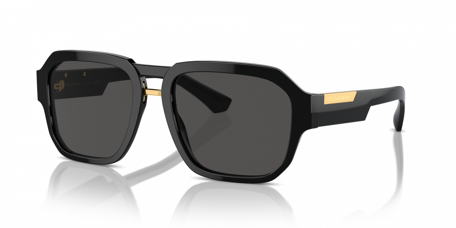 Dolce & Gabbana DG4464/S Pilot Sunglasses in Dark Grey/Black, detail view