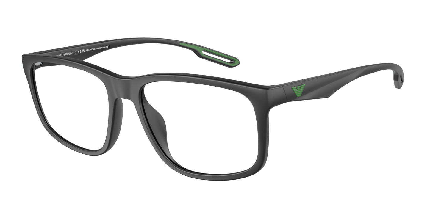 Emporio Armani EA3209 Square Eyeglasses in Matte Black, front view