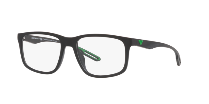 Emporio Armani EA3209 Square Eyeglasses in Matte Black, side view