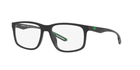 Emporio Armani EA3209 Square Eyeglasses in Matte Black, side view