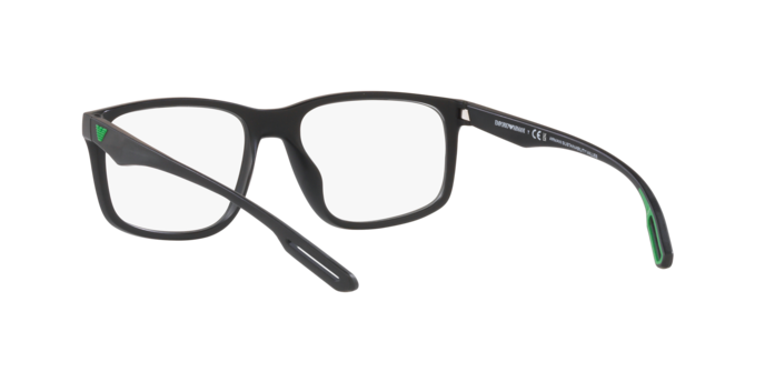 Emporio Armani EA3209 Square Eyeglasses in Matte Black, back view
