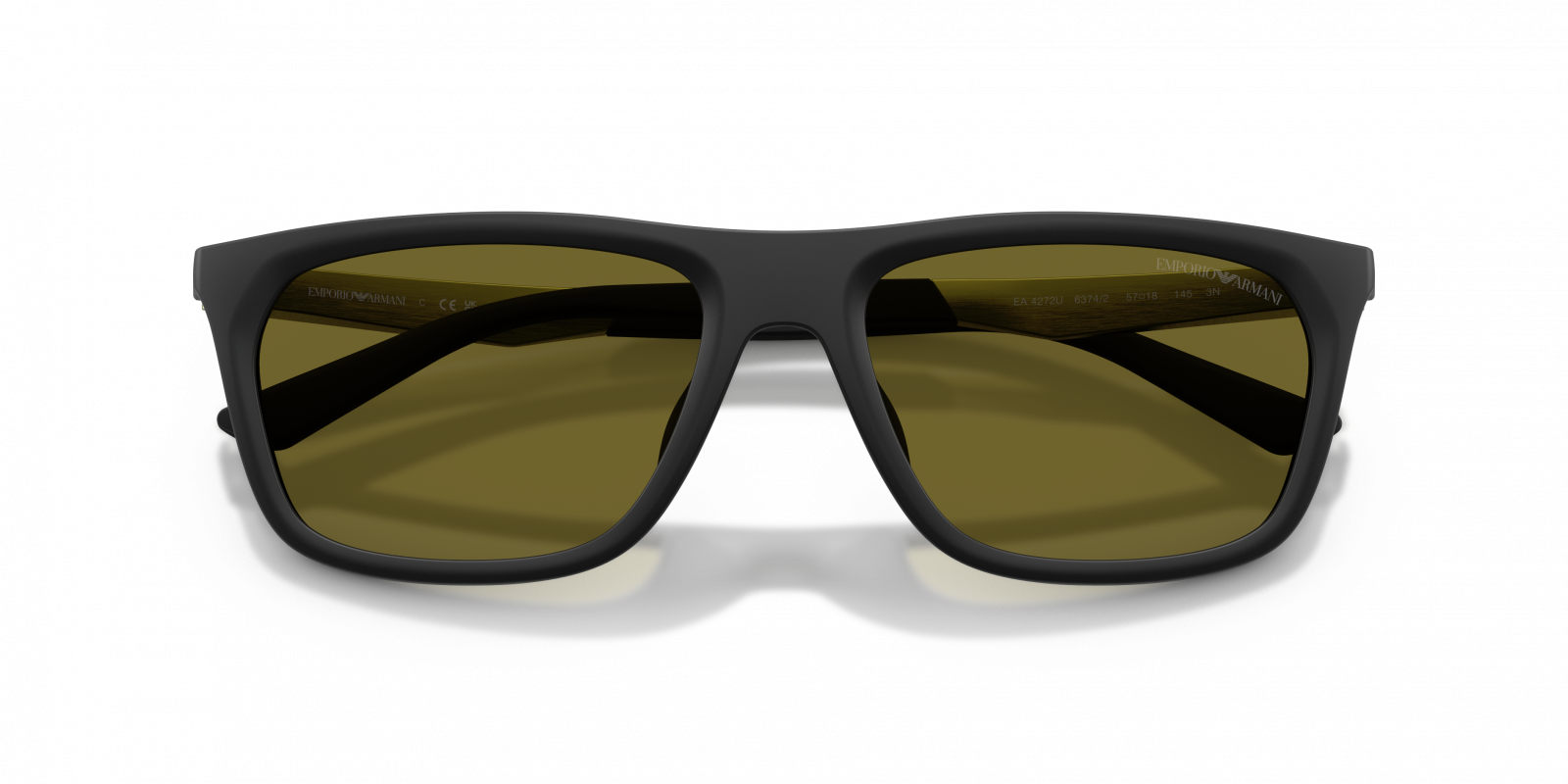 Emporio Armani EA4272U/S Pillow Sunglasses in Dark Green / Matte Black, side view