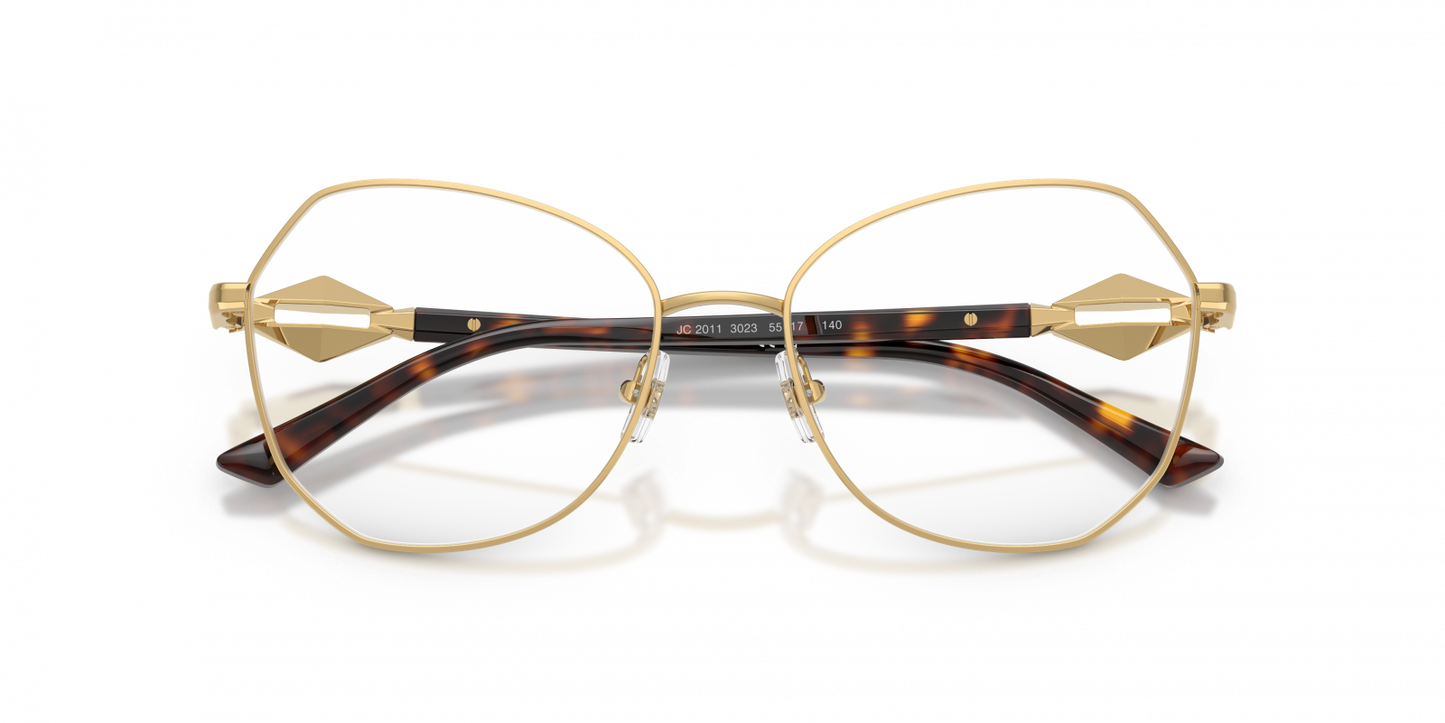 Jimmy Choo JC2011 Round Eyeglasses in Gold, angle view