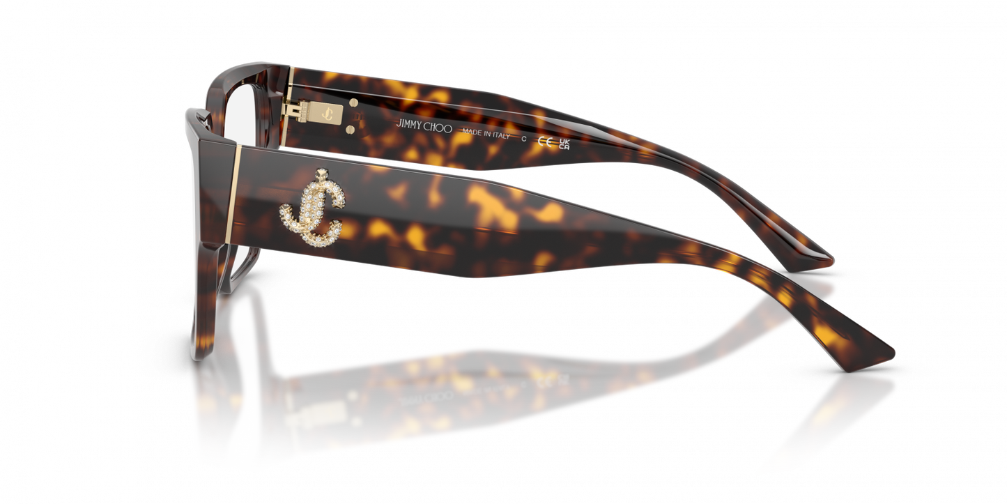 Jimmy Choo JC3032B Square Eyeglasses in Havana, back view