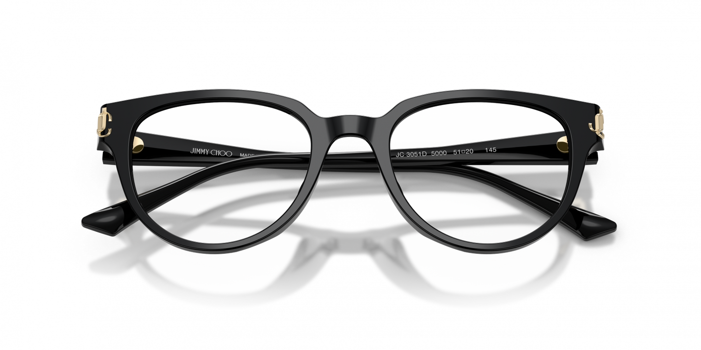 Jimmy Choo JC3051D Oval Eyeglasses in Black, angle view