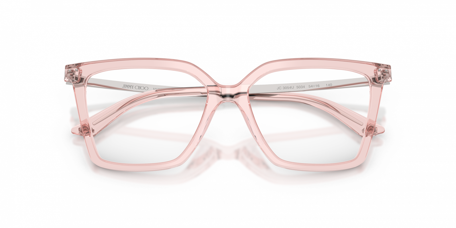Jimmy Choo JC3054 Cat Eye Eyeglasses in Transparent Pink, angle view