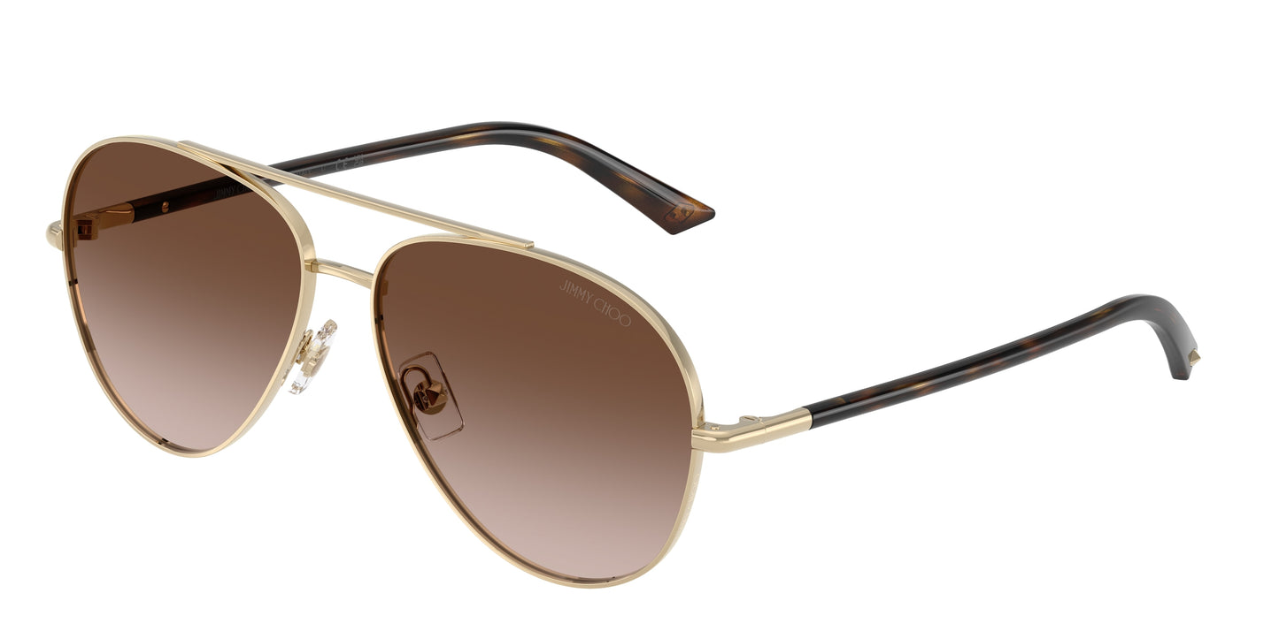 Jimmy Choo JC4026/S Aviator Sunglasses in Brown Gradient Pale Gold, front view