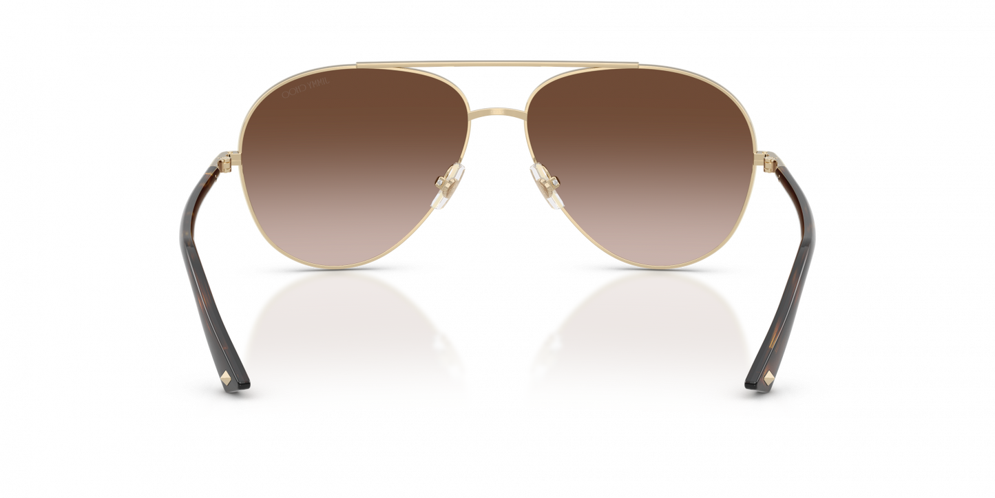 Jimmy Choo JC4026/S Aviator Sunglasses in Brown Gradient Pale Gold, side view