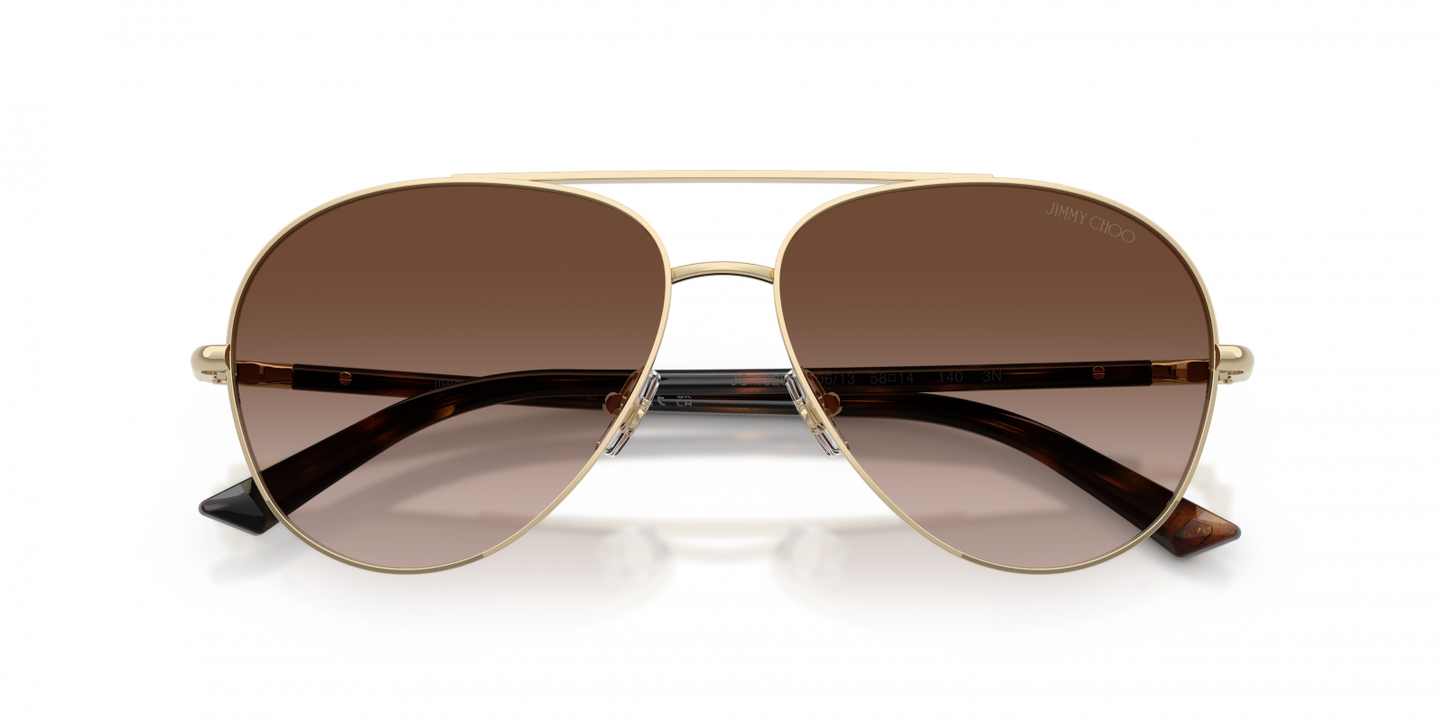 Jimmy Choo JC4026/S Aviator Sunglasses in Brown Gradient Pale Gold, angle view