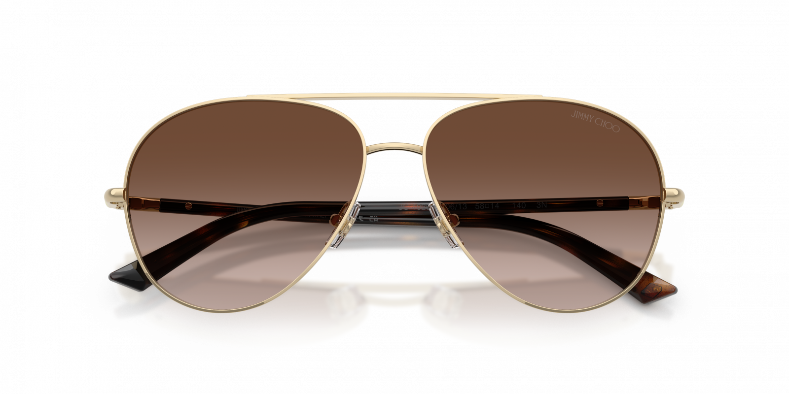 Jimmy Choo JC4026/S Aviator Sunglasses in Brown Gradient Pale Gold, angle view