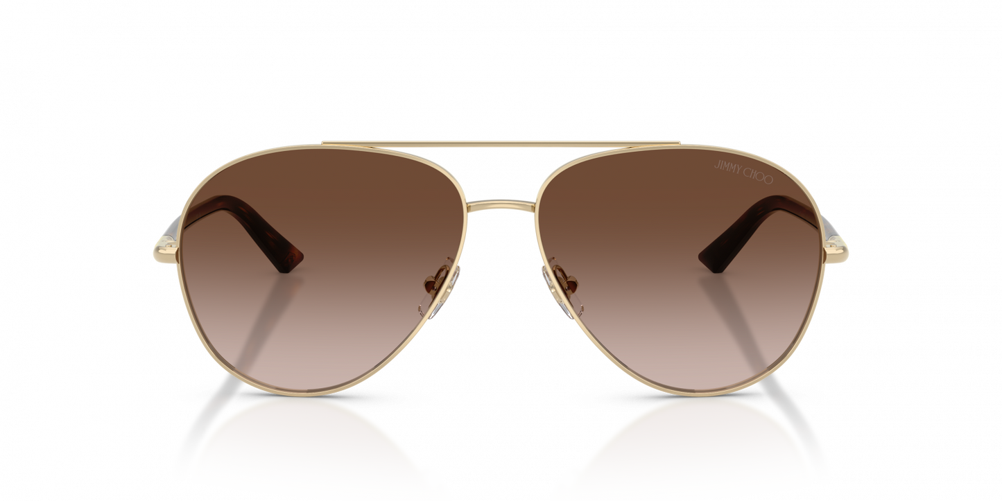Jimmy Choo JC4026/S Aviator Sunglasses in Brown Gradient Pale Gold, detail view