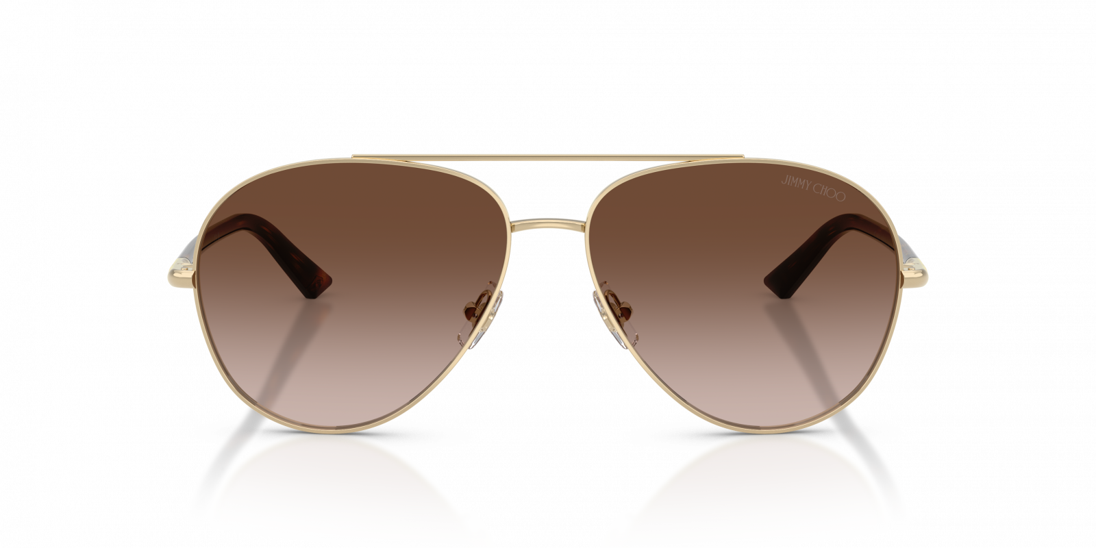 Jimmy Choo JC4026/S Aviator Sunglasses in Brown Gradient Pale Gold, detail view