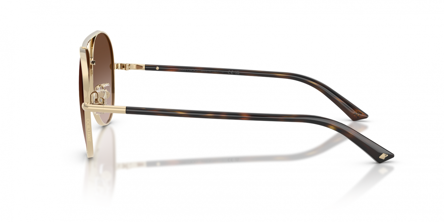 Jimmy Choo JC4026/S Aviator Sunglasses in Brown Gradient Pale Gold, back view