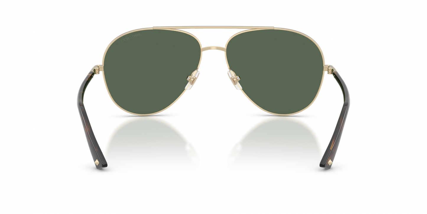 Jimmy Choo JC4026/S Aviator Sunglasses in Dark Green Pale Gold, side view
