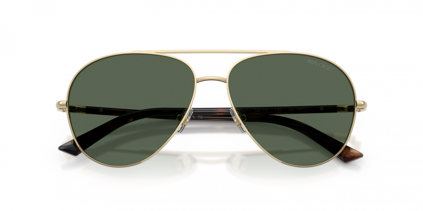 Jimmy Choo JC4026/S Aviator Sunglasses in Dark Green Pale Gold, angle view