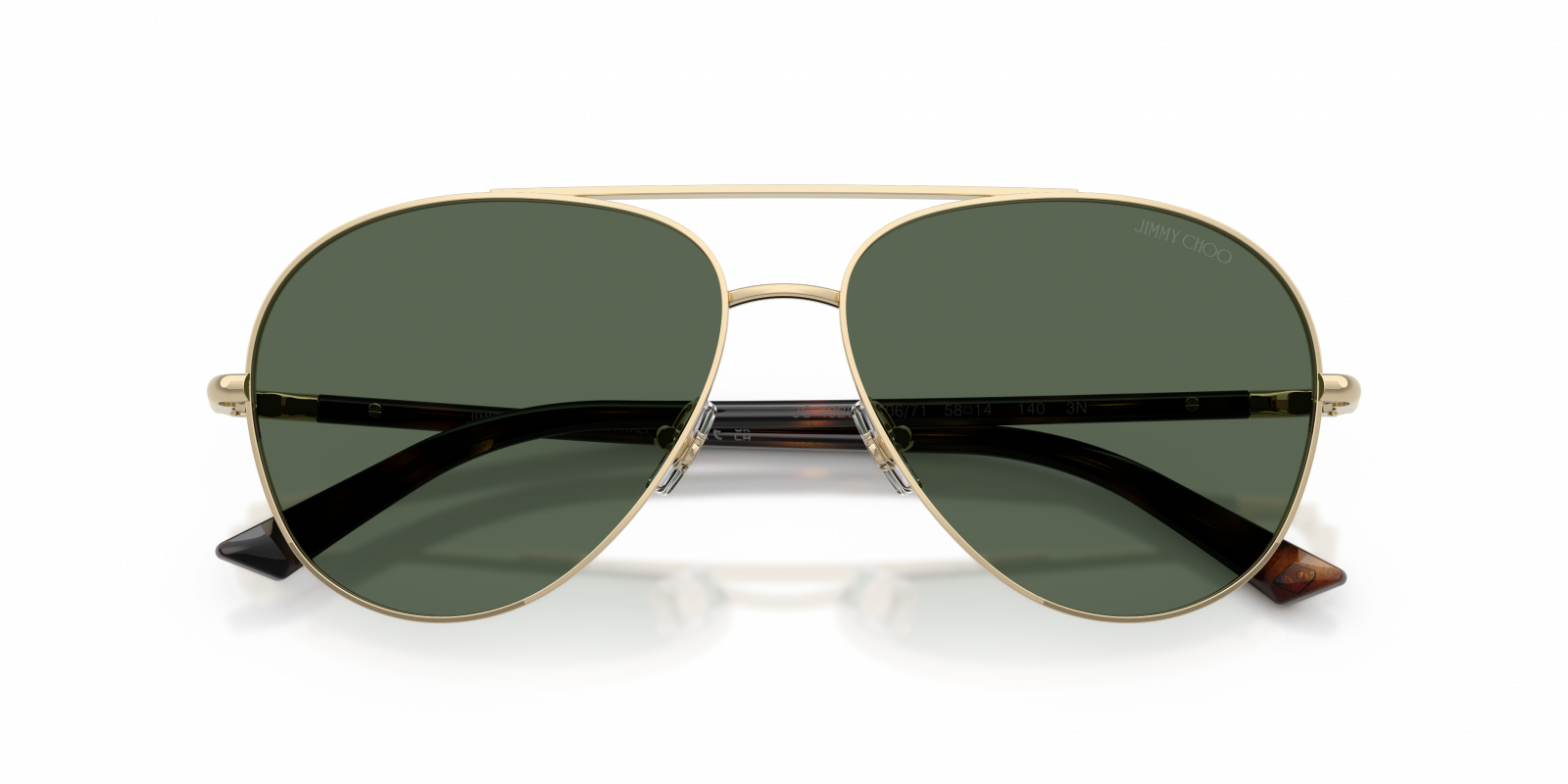 Jimmy Choo JC4026/S Aviator Sunglasses in Dark Green Pale Gold, angle view