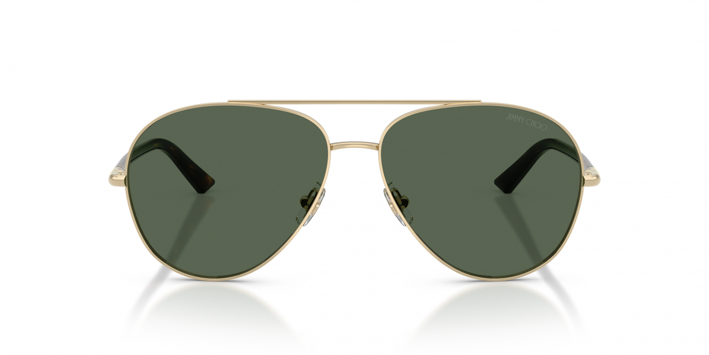 Jimmy Choo JC4026/S Aviator Sunglasses in Dark Green Pale Gold, detail view