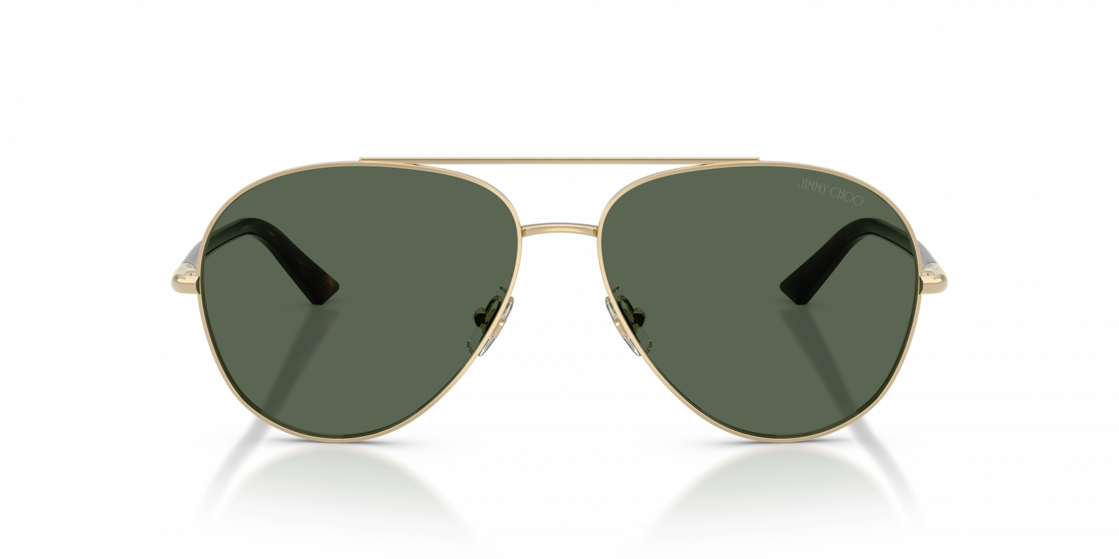 Jimmy Choo JC4026/S Aviator Sunglasses in Dark Green Pale Gold, detail view