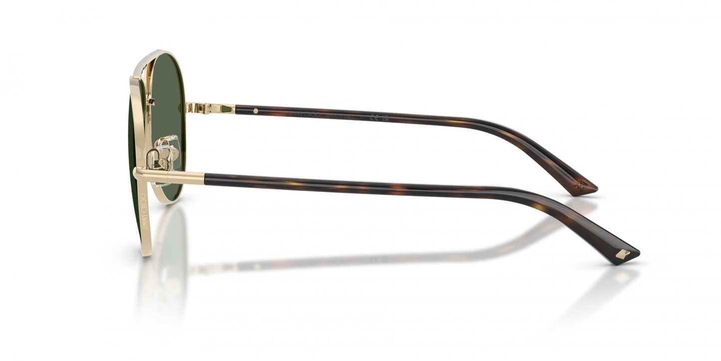 Jimmy Choo JC4026/S Aviator Sunglasses in Dark Green Pale Gold, back view