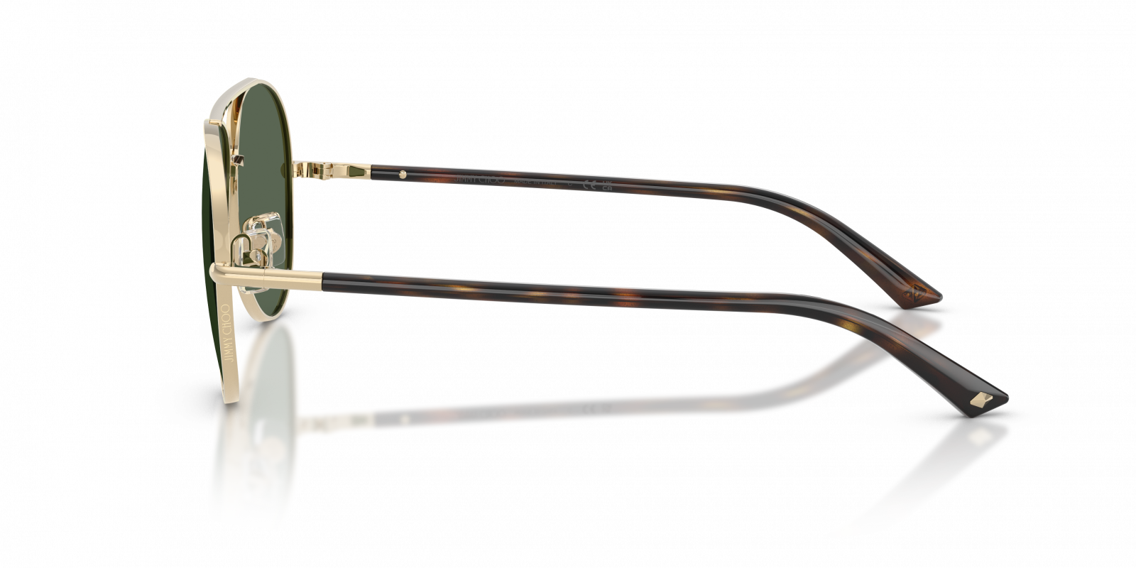 Jimmy Choo JC4026/S Aviator Sunglasses in Dark Green Pale Gold, back view