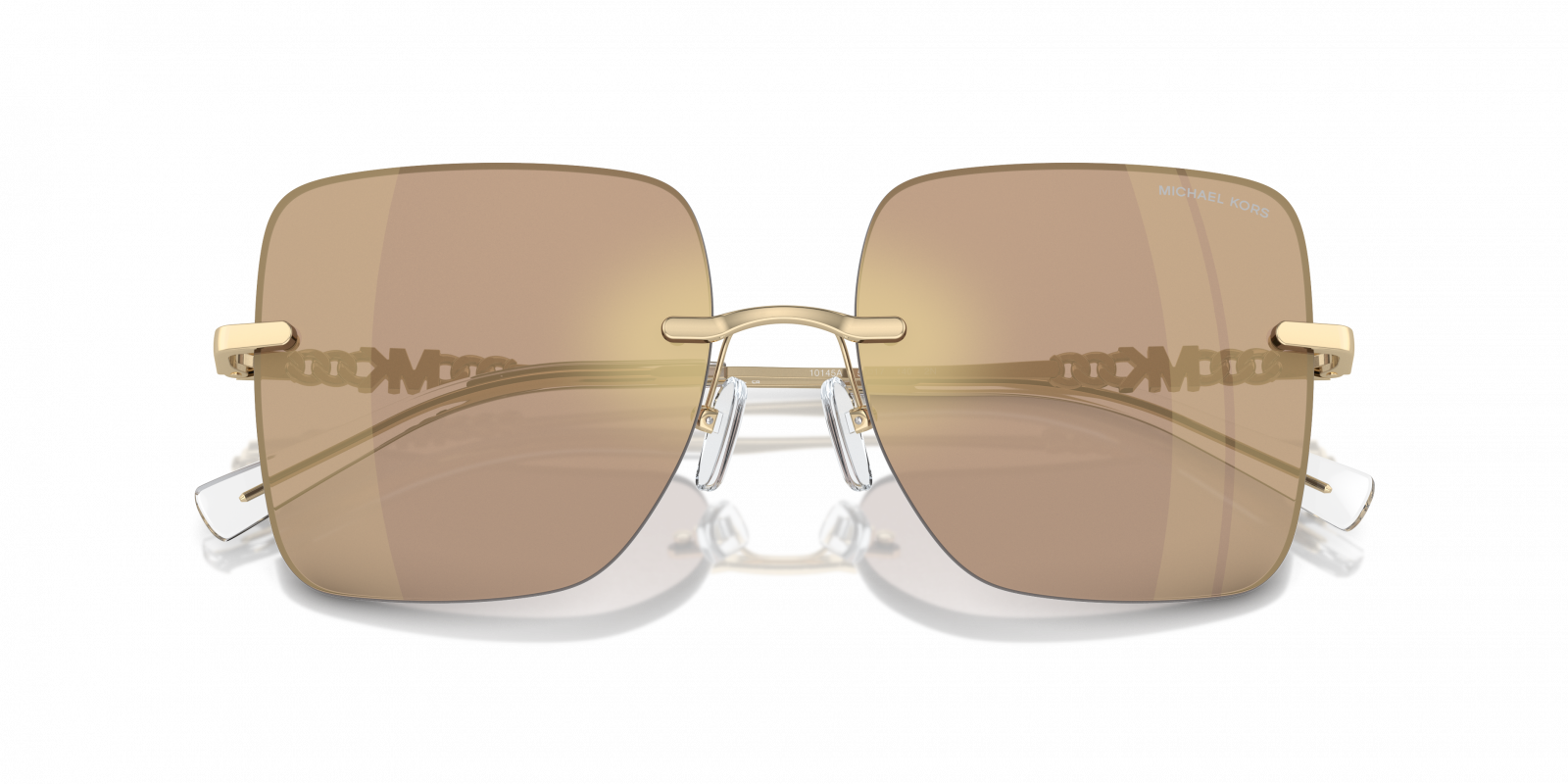 Michael Kors MK1150/S Square Sunglasses in Brown Mirror / Gold, angle view
