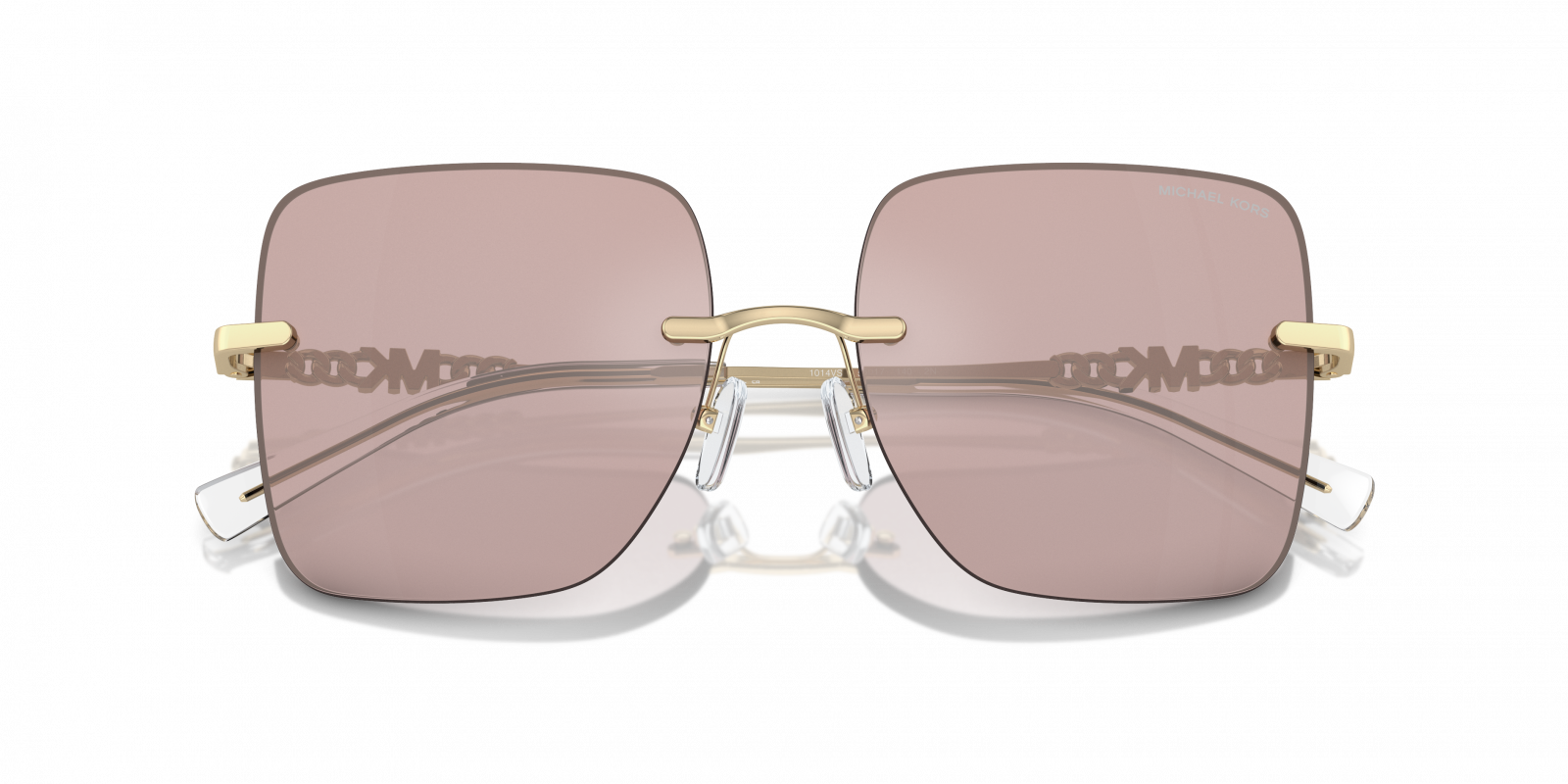 Michael Kors MK1150/S Square Sunglasses in Pink Solid Back Mirror / Gold, angle view