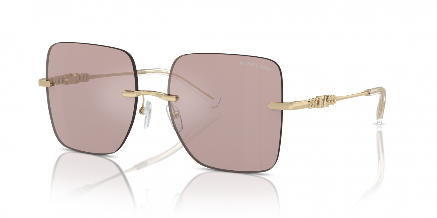 Michael Kors MK1150/S Square Sunglasses in Pink Solid Back Mirror / Gold, detail view