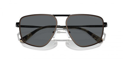Michael Kors MK1153/S Aviator Sunglasses in Dark Grey Solid / Shiny Black, angle view