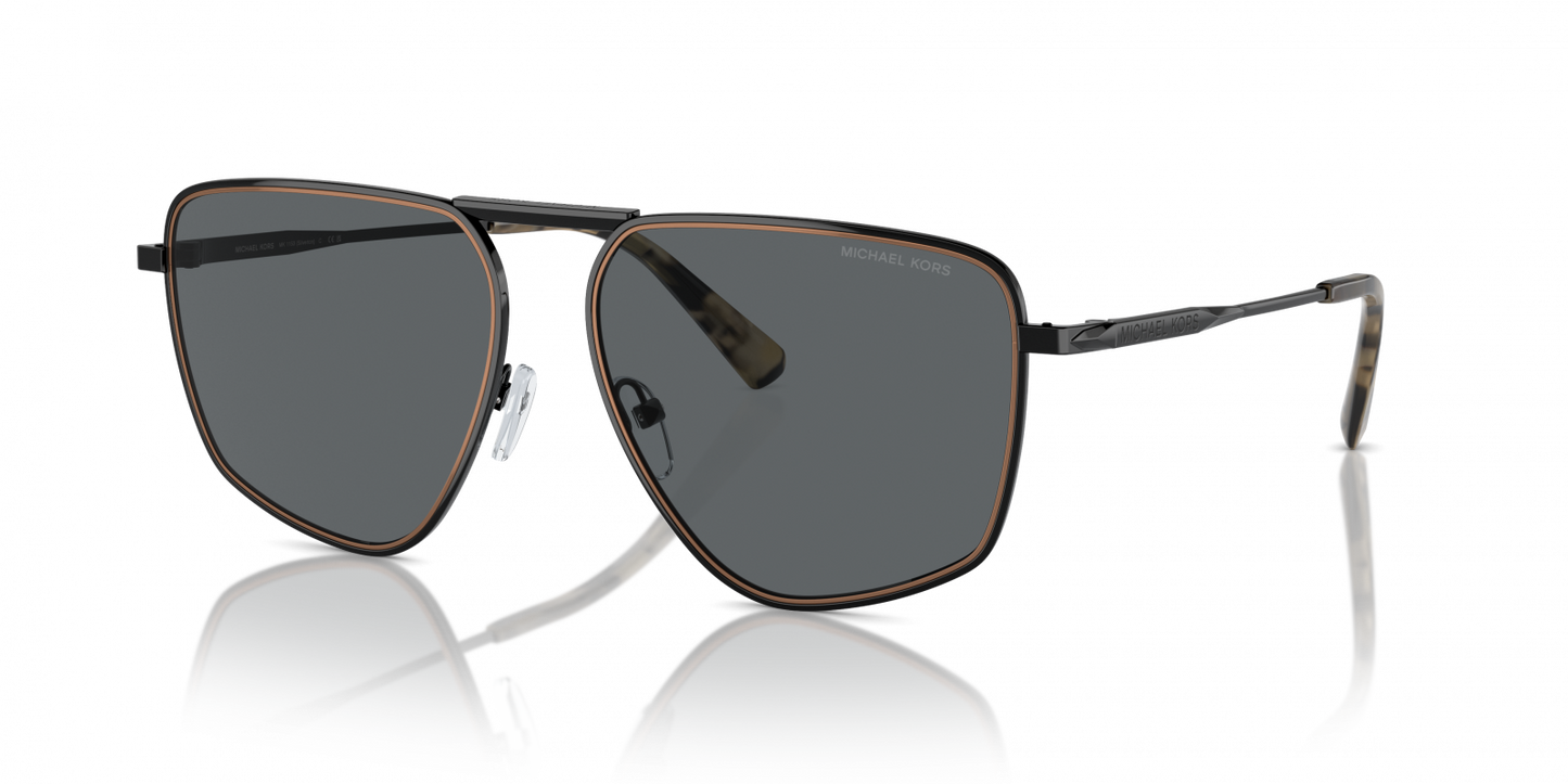 Michael Kors MK1153/S Aviator Sunglasses in Dark Grey Solid / Shiny Black, detail view