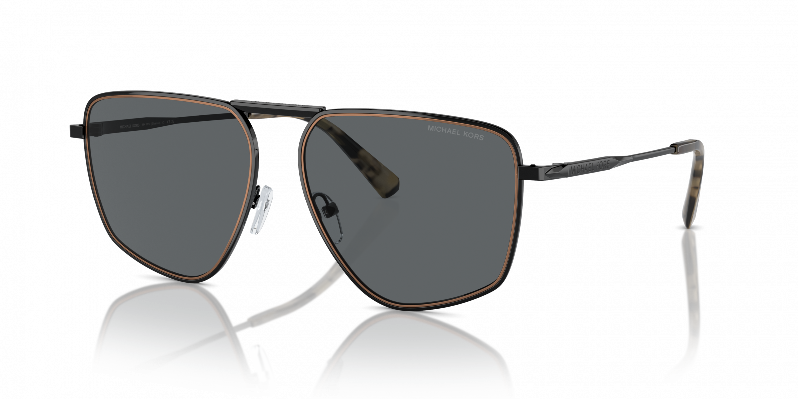 Michael Kors MK1153/S Aviator Sunglasses in Dark Grey Solid / Shiny Black, detail view