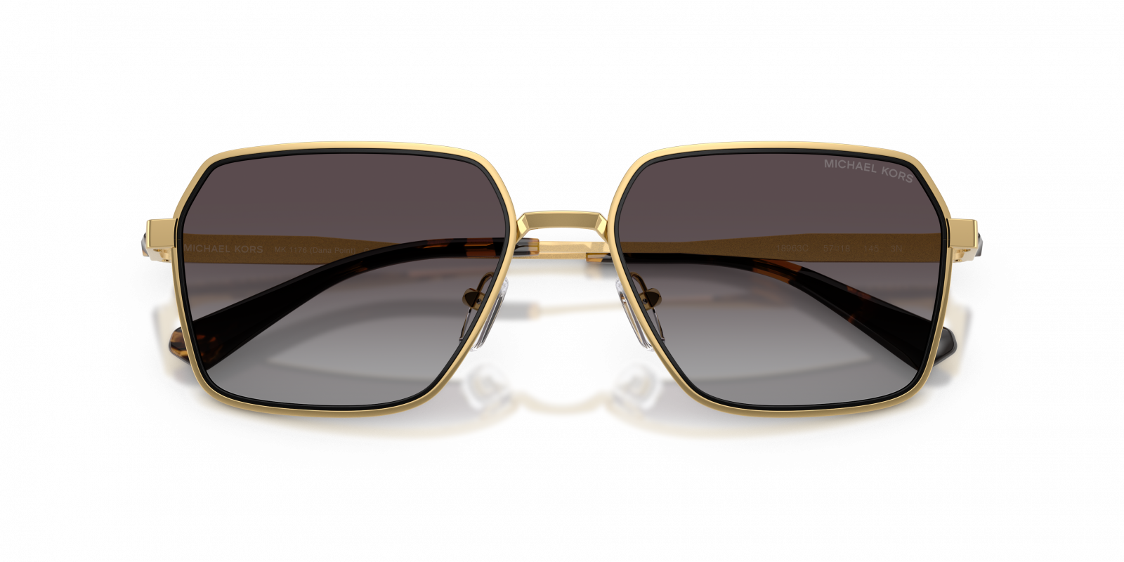 Michael Kors MK1176/S Square Sunglasses in Dark Grey Gradient / Shiny Yellow Gold, angle view