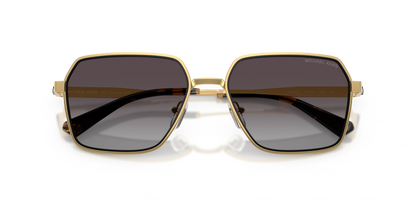 Michael Kors MK1176/S Square Sunglasses in Dark Grey Gradient / Shiny Yellow Gold, angle view